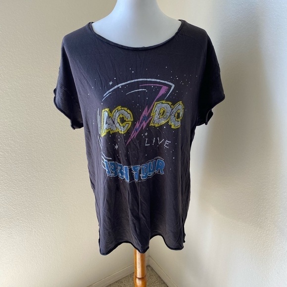 Junk Food Women’s Shirt Charcoal Size XL AC DC 2015 1981 Tour - Picture 1 of 10
